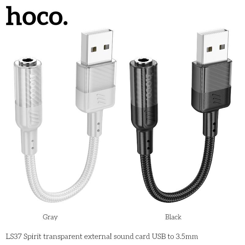 Dây cáp chuyển đổi âm thanh 3.5 Hoco LS37 Spirit cho tai nghe USB, Type C to 3.5 hàng chính hãng - USB ra 2 cổng 3.5