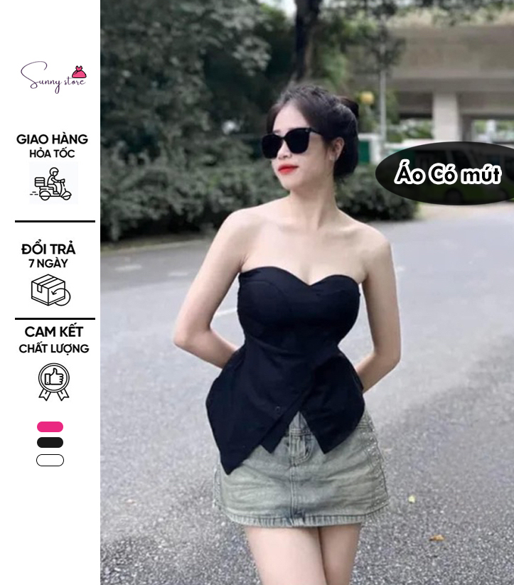 ÁO QUÂY XẺ TÀ KHUY LỆCH CHẤT THÔ - ÁO CÚP NGỰC