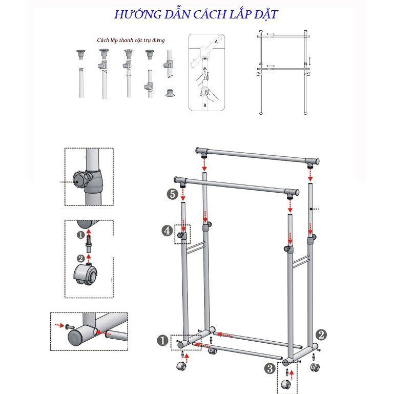 Giàn phơi quần áo 2 tầng thông minh cho gia đình