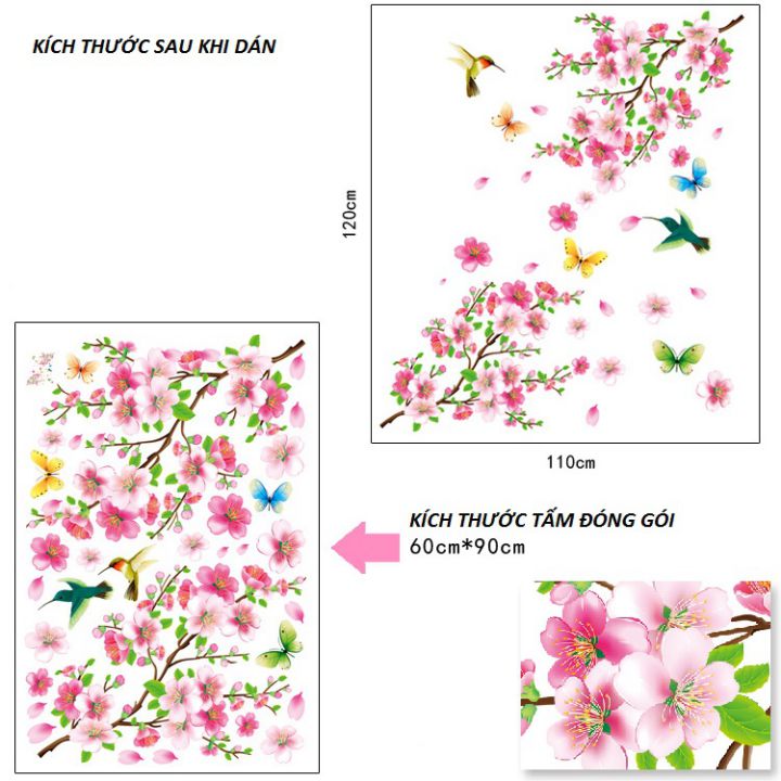 Decal dán tường Hoa tầm xuân DH079 (120 x 110 cm)