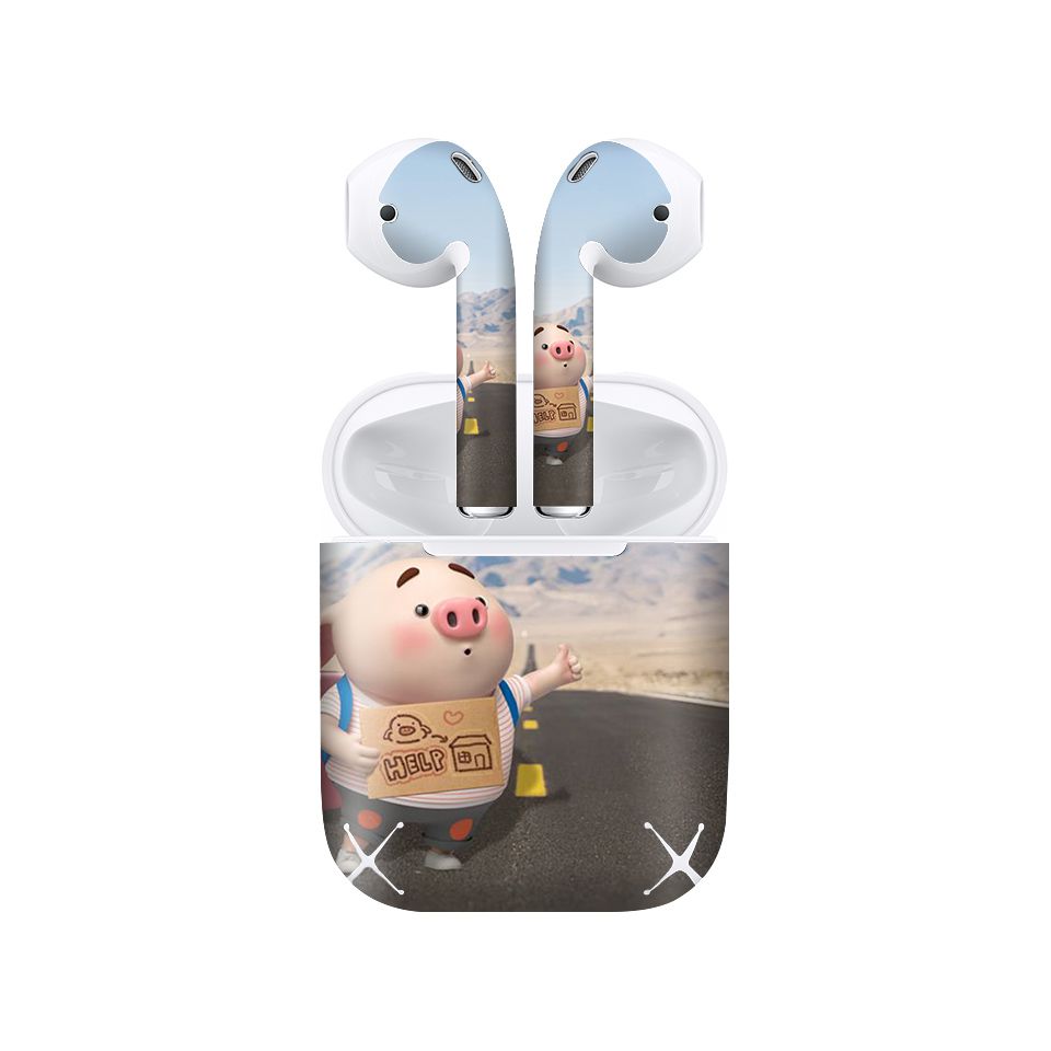 Miếng dán skin chống bẩn cho tai nghe AirPods in hình Heo con dễ thương - HEO2k19 - 116 (bản không dây 1 và 2)