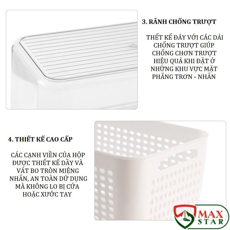 Hộp đựng thực phẩm tủ lạnh 2 lớp kiểu nhật có lắp đậy và lỗ thoát nước cao cấp Hộp đựng đồ tủ lạnh đa năng