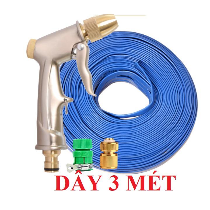 Bộ dây vòi xịt nước rửa xe,tưới cây,tăng áp 3 lần,loại 3m,5m 206701-1 đầu đồng,cút đồng,nối nhựa vàng+tặng mở chai