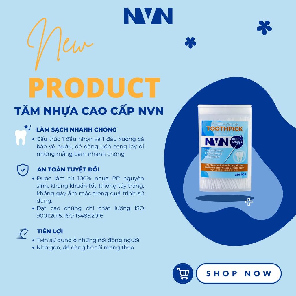 Tăm Nhựa Xỉa Răng Cao Cấp NVN Công Nghệ Nhật Bản Hộp 250 Cây Tăm