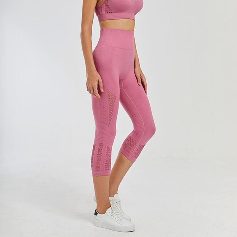 2021 Thể Thao Mới Tập Yoga Cao Cấp Năng Lượng Liền Mạch Tập Thể Hình Crop Quần Legging Nữ Thun Điều Khiển Tập Gym Chạy Bộ Thun
