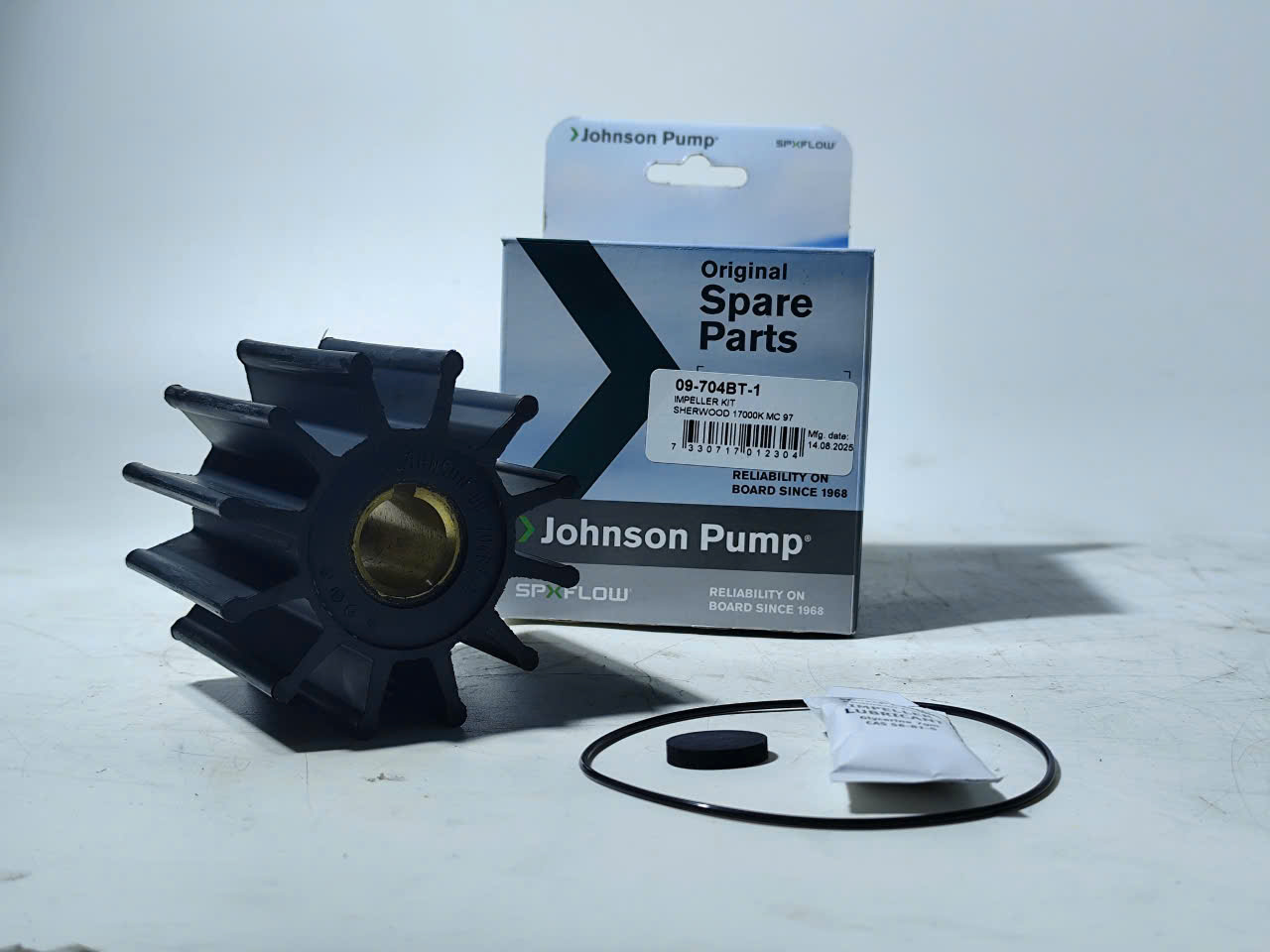 Johnson Pump 09-704BT-1 Cánh Cao Su Bơm Nước Cummins 6B 300HP B Series; Cummins C Series; CAT 3208; CAT 3116; CAT 3126; Deere 6076; Sherwood Pump P17 series, Sherwood 17000K, Jabsco 18958-0001