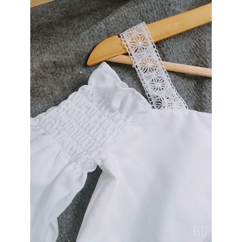 Áo kiểu nữ phối ren trễ vai