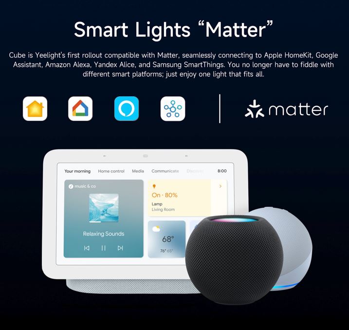 Đèn Yeelight Cube trang trí đa năng thông minh, nhiều hiệu ứng ánh sáng, gamesync, musicsyne, hỗ trợ matter/homekit