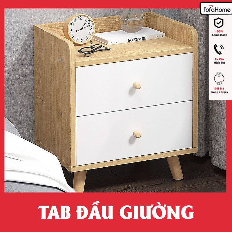 Tab Đầu Giường 2 Ngăn Kéo Phong Cách Bắc Âu Cao Cấp Trang Trí Phòng Ngủ Tủ Đầu Giường Gỗ MDF