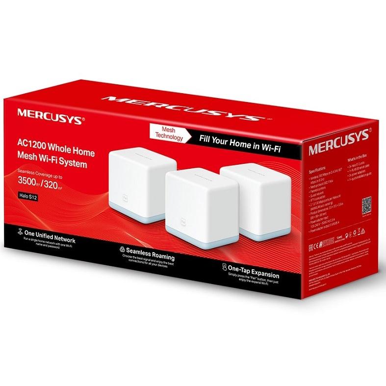 Hệ thống Wifi Mesh AC1200 Mercusys Halo S12 cho toàn ngôi nhà - Hàng Chính Hãng