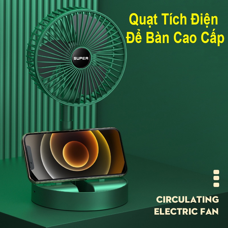 Quạt sạc Super để bàn, gấp gọn tiện dụng