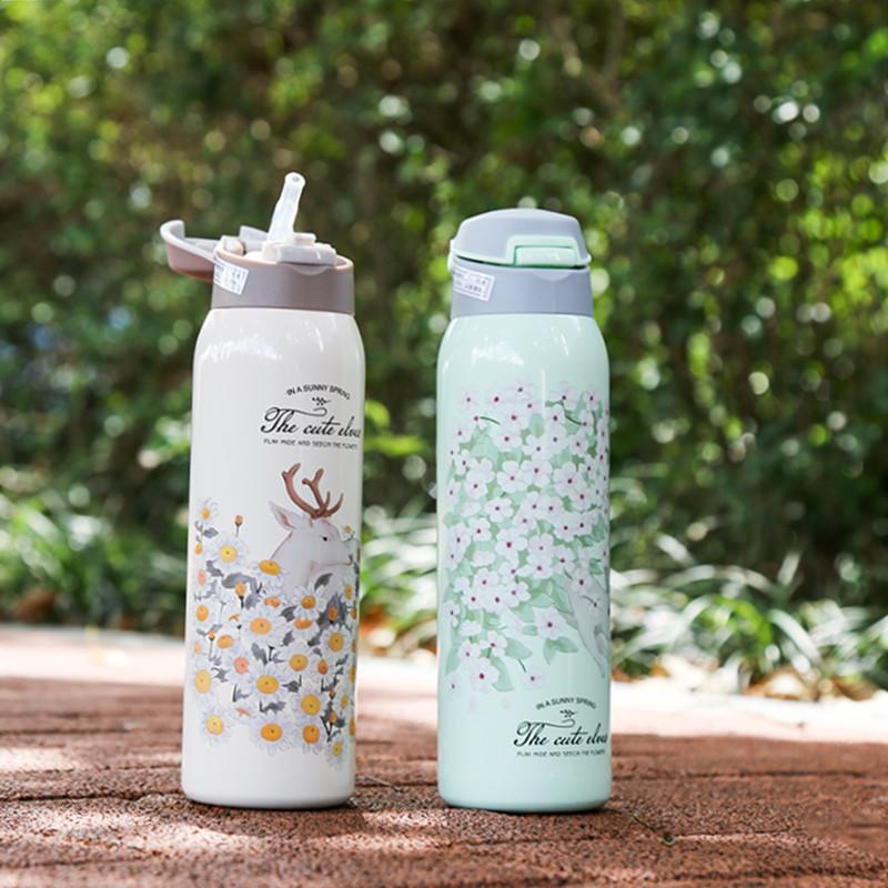 Đồng Hồ Nam Dây Thép Không Gỉ Giữ Nhiệt Cốc Tập Uống Có Ống Hút Chân Không Bình Du Lịch Nhiệt Nước Bottler Trẻ Sơ Sinh Thermocup Tumbler Cách Điện Bình