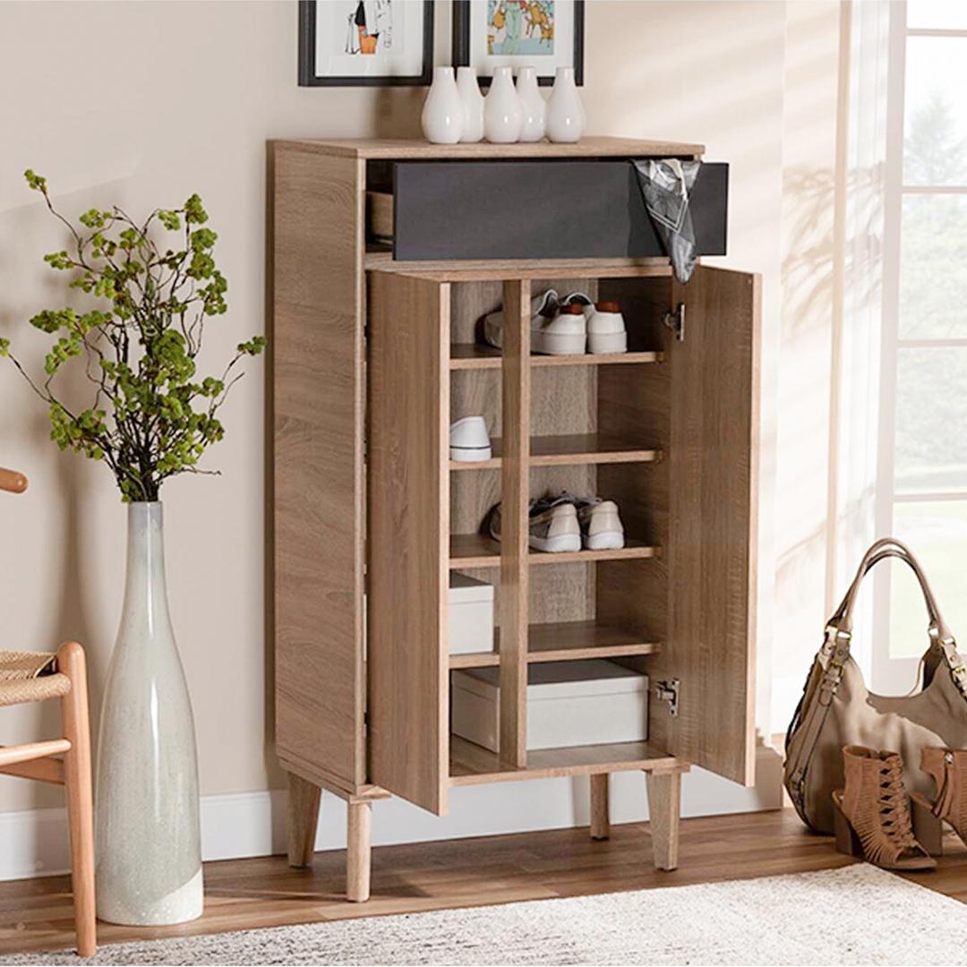 Tủ gỗ để giày hiện đại SMLIFE Rebecca | Gỗ MDF dày 17mm chống ẩm | D70xR35xC120cm