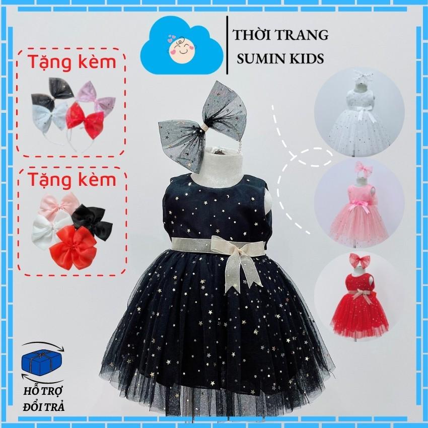 Đầm công chúa bé gái mẫu váy công chúa sao lấp lánh xòe đẹp cho bé yêu - Tặng kèm cài tóc