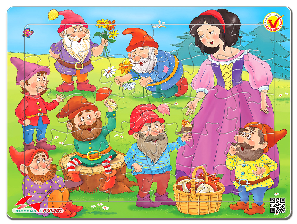Xếp hình Tia Sáng Bạch tuyết & 7 chú lùn - Tặng kèm tranh tô màu cho bé