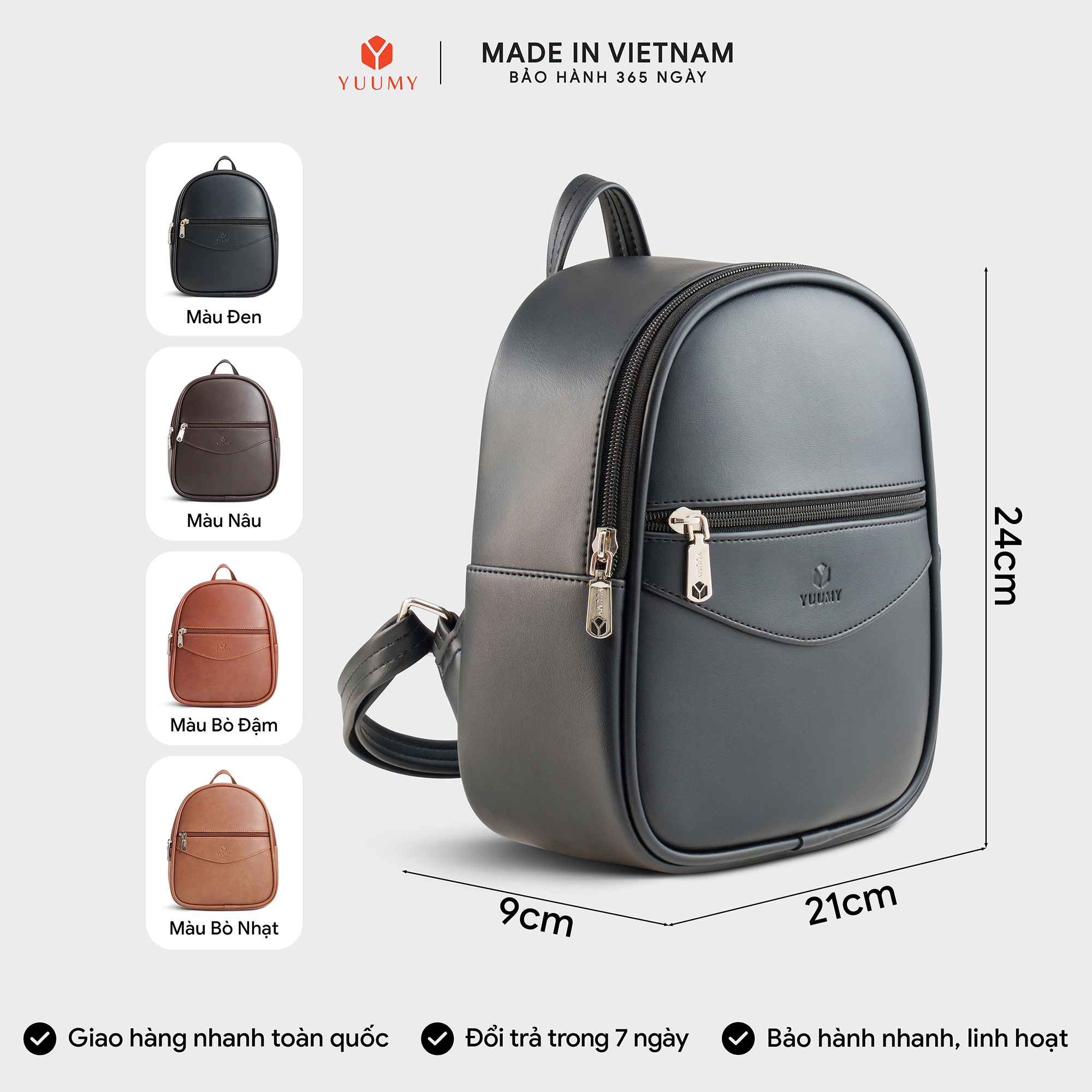 Balo Yuumy ( Thời trang nữ basic năng động cỡ nhỏ - Balo da Liberal YBA113 )