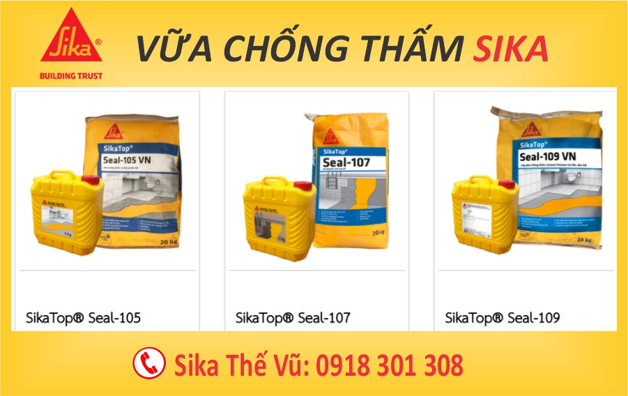 Chống thấm sàn mái, sân thượng gốc xi măng hai thành phần - SikaTop Seal 107 (bộ 25kg)