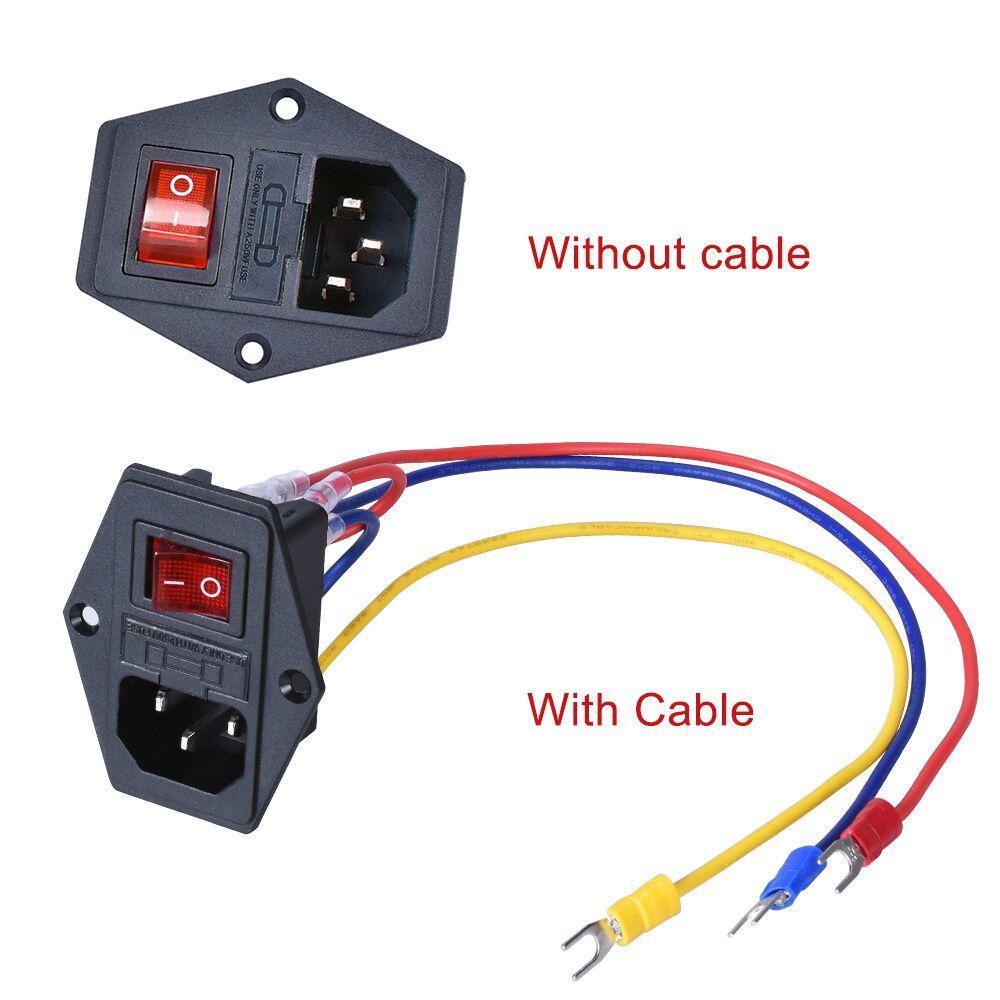 Máy in 3D Bộ phận 10A 250V Công tắc nguồn AC Outlet With Red Triple Rocker Switch FLUSE MODULE cho máy in 3D