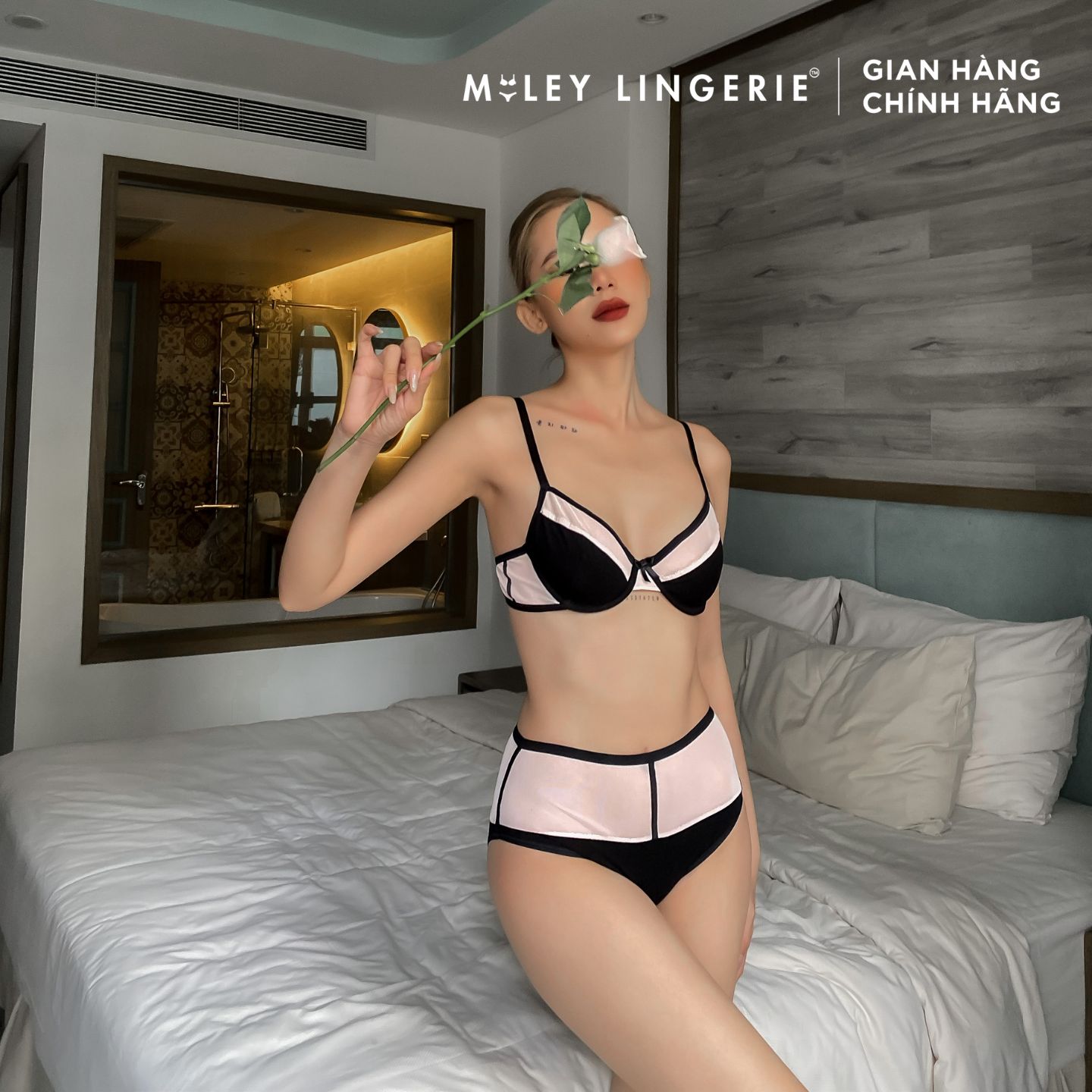 Bộ Đồ Lót Phối Lưới Sexy Có Gọng Không Mút Vải Sợi Thiên Nhiên Cao Cấp Bamboo Miley Lingerie BRB01002-FBM0105
