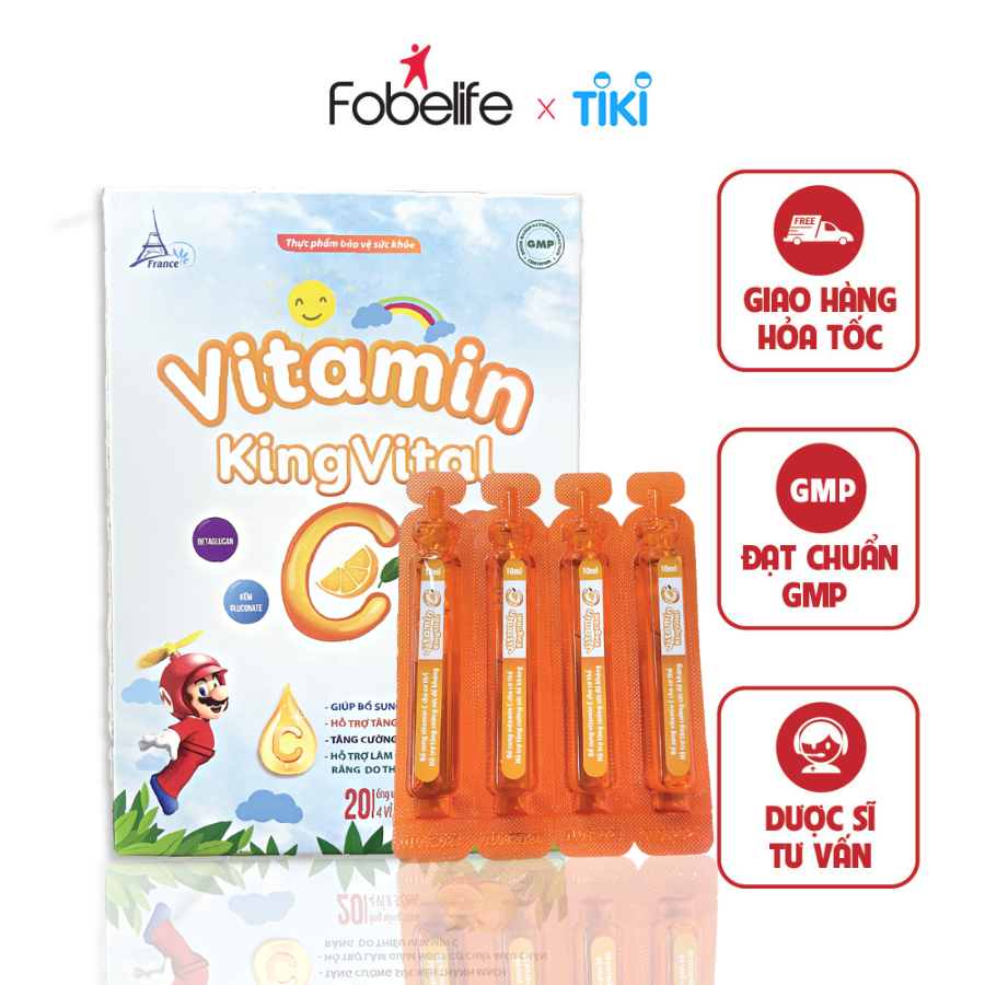 Ống Uống Bổ Sung Vitamin King Vital C Tăng Sức Đề Kháng Cho Bé - Hộp 20 ống