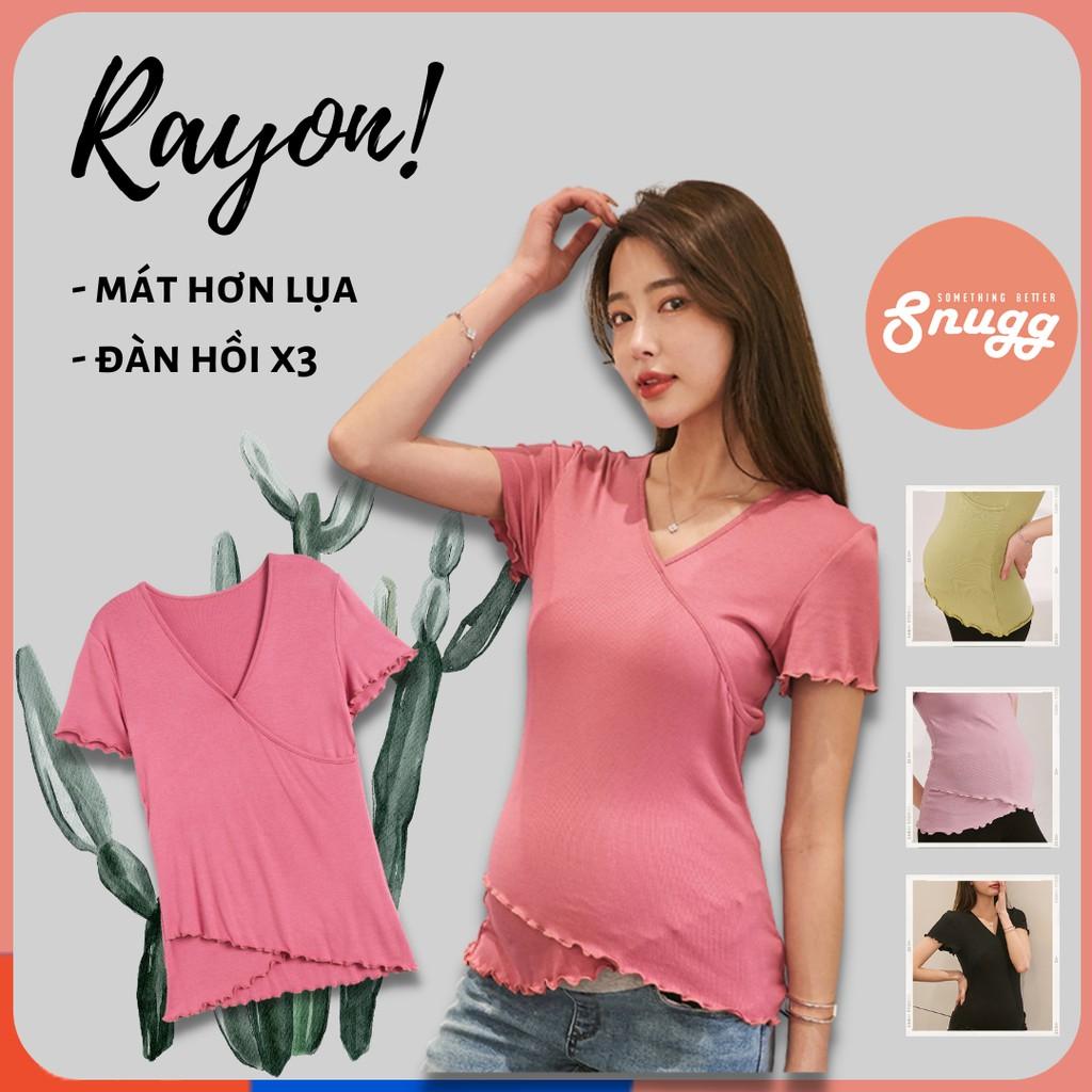 Áo bầu bú Rayon spandex dệt kim đôi mịn mát hơn lụa - best choice hè 2021 Snugg