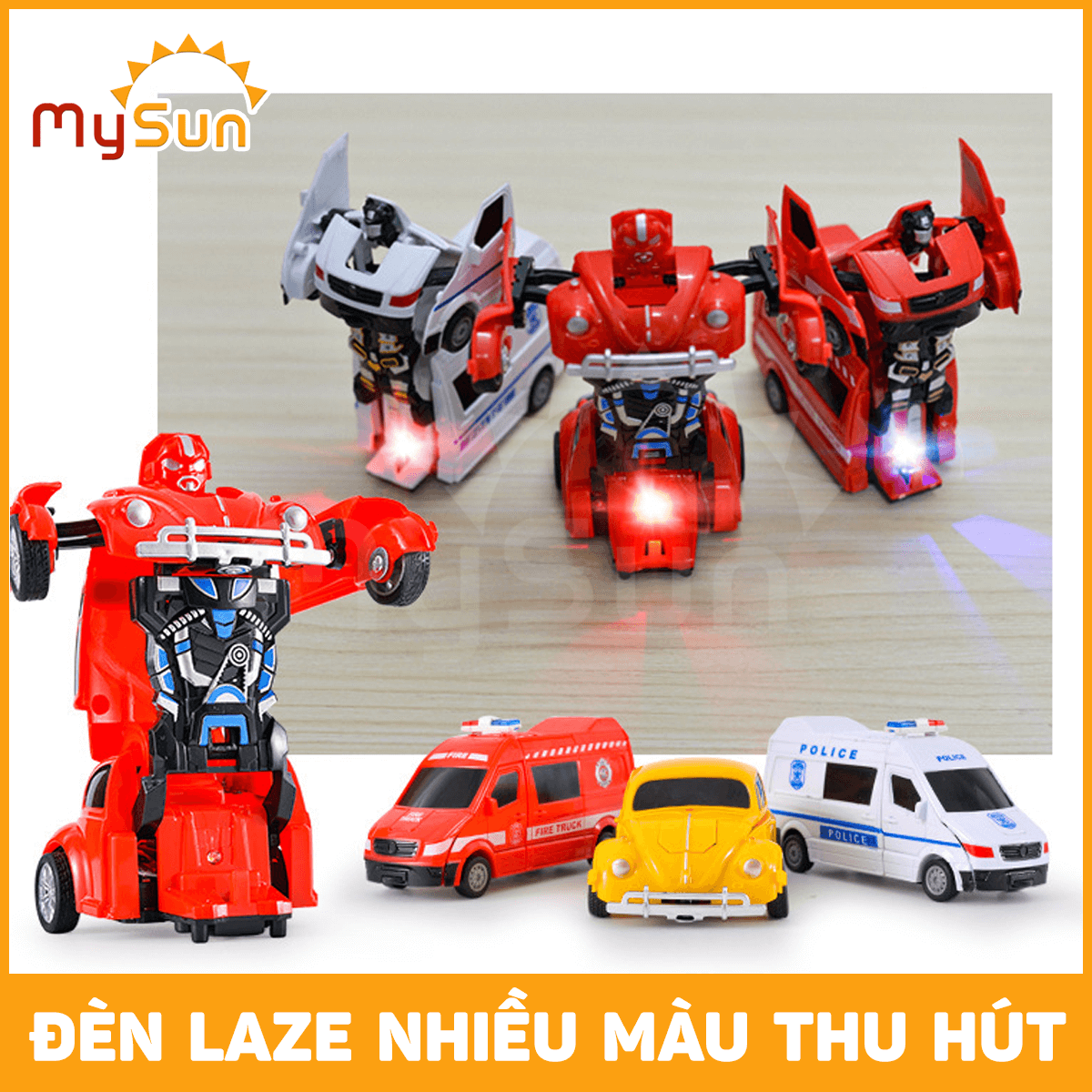 Xe ô tô biến hình robot rô bốt đồ chơi mô hình oto cho bé MySun