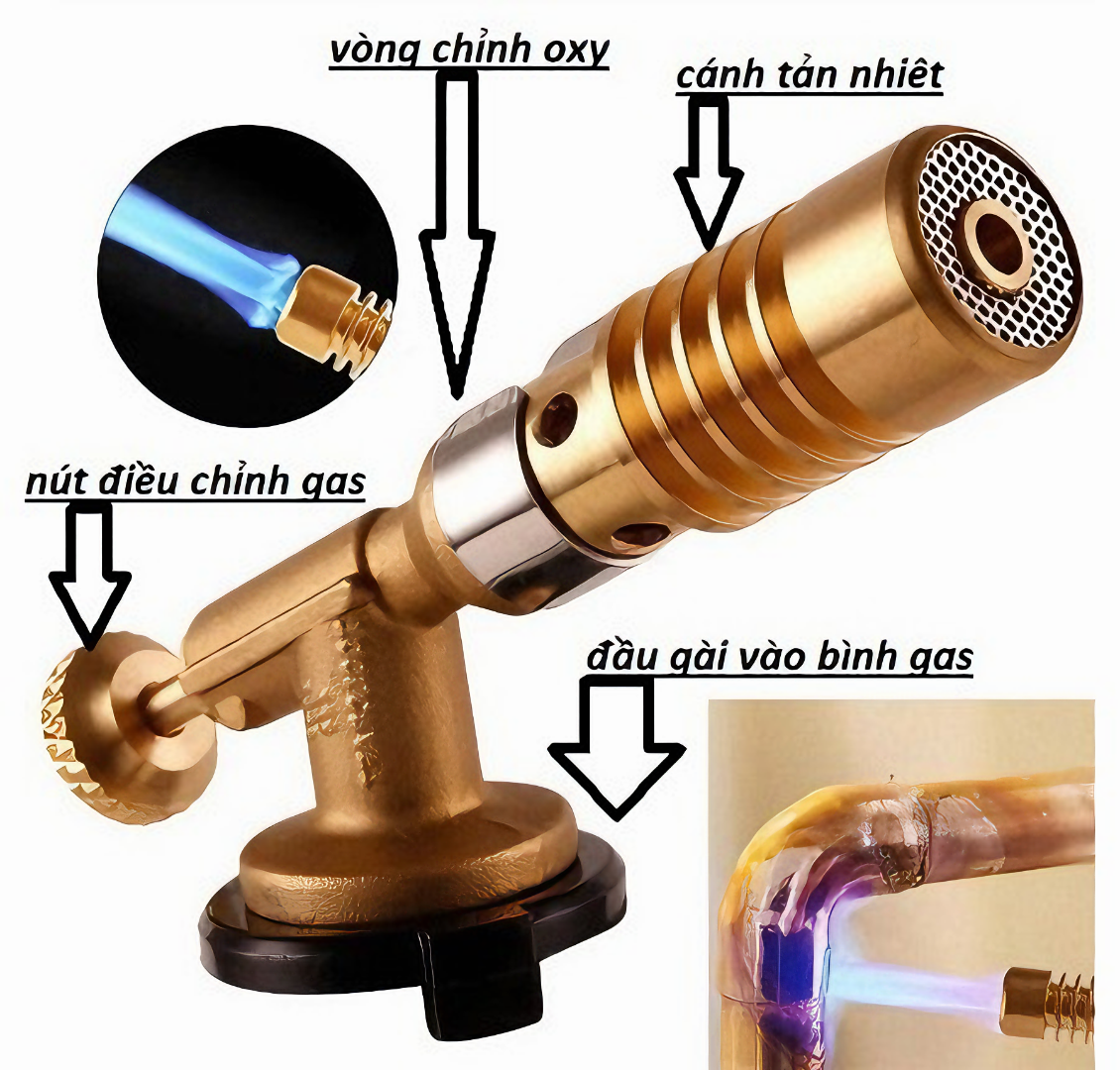 Súng khò ga KGWY733 mini bằng đồng cao cấp độ bền cao 12cm - Hàng chính hãng