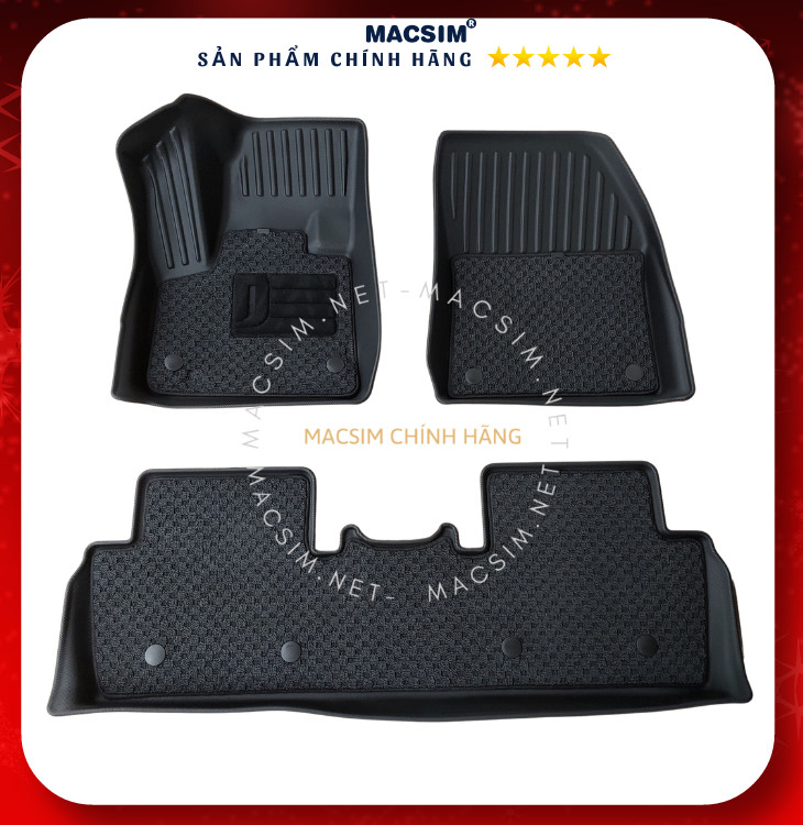 Thảm lót sàn ô tô 2 lớp dành cho xe Peugeot 5008 2018-2023+ nhãn hiệu Macsim chất liệu TPV cao cấp màu đen (2 hàng ghế)