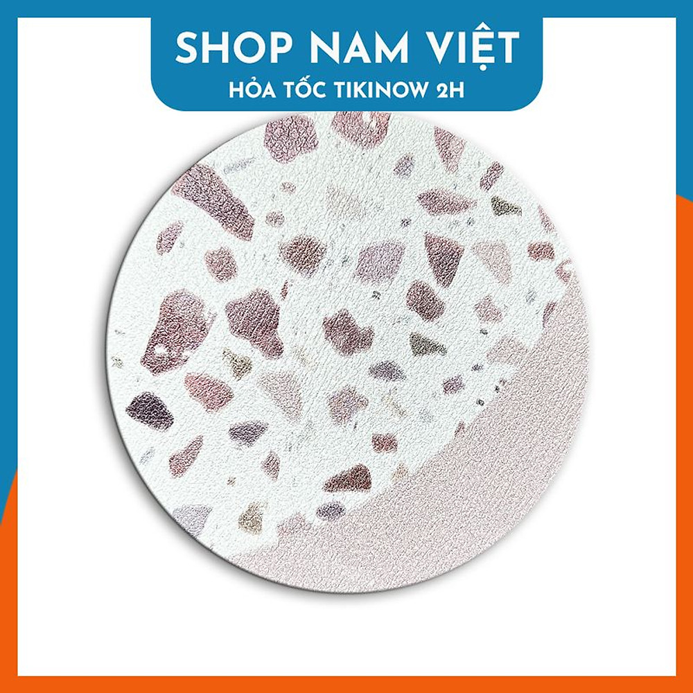 Lót Ly Siêu Thấm Diatom Mud Họa Tiết Gạch Terrazzo - Hồng Nhạt - 1 Lót Ly Lẻ