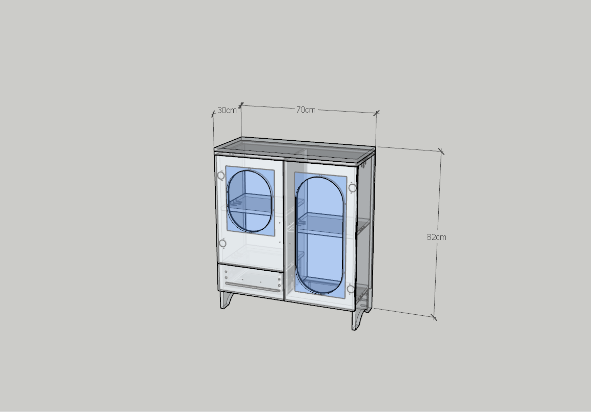 HAPPY FURNITURE , Tủ lưu trữ 2 cửa kính 1 ngăn kéo - CHEVY, TLT_046 , 70cm x 30cm x 82cm DxRxC