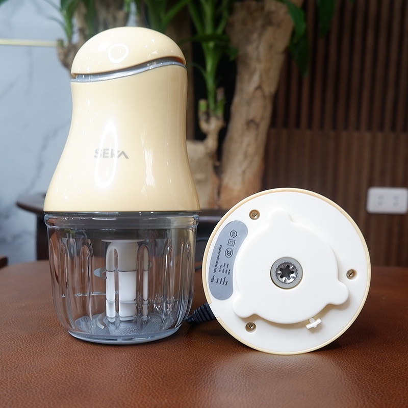 Máy Xay Cầm tay 6 lưỡi Cối thủy tinh, xay thịt cháo sinh tố tỏi ớt