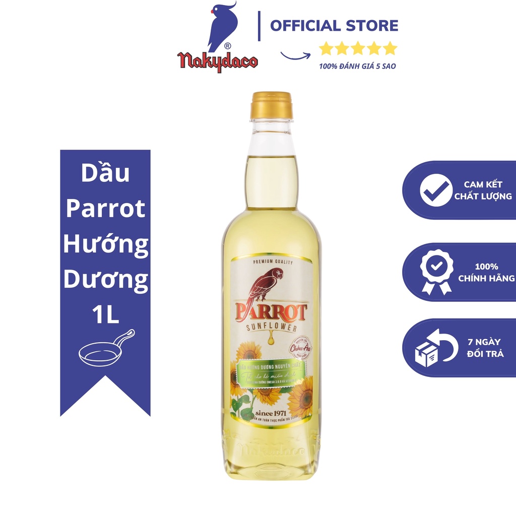 Dầu Ăn Parrot Hướng Dương Cao Cấp 1L-Parrot Sunflower Oil-Sản Phẩm Chính Hãng