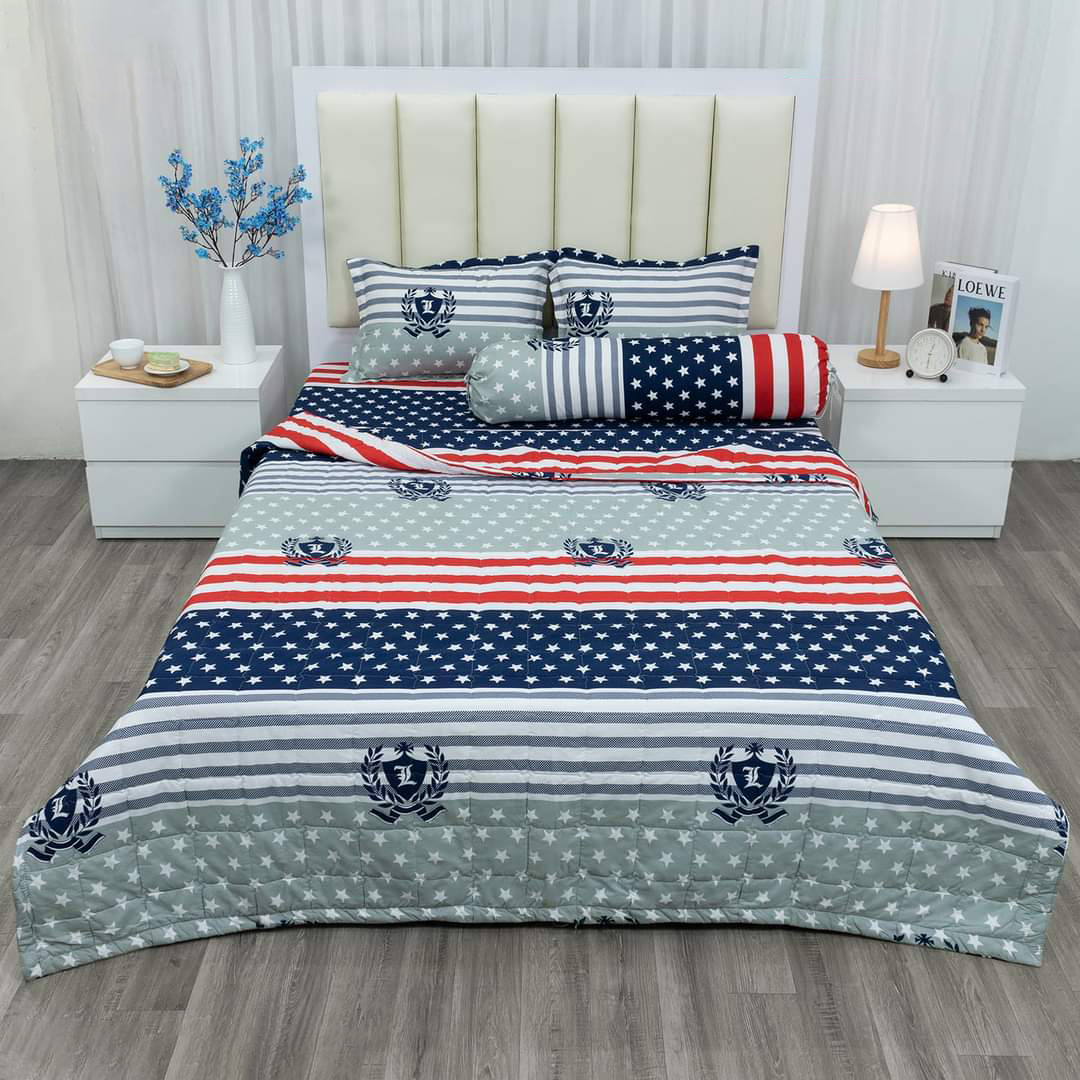 Chăn Hè Cờ Mỹ Chất liệu Cotton Poly Phong Cách Hàn Quốc kích thước 1M8x2M