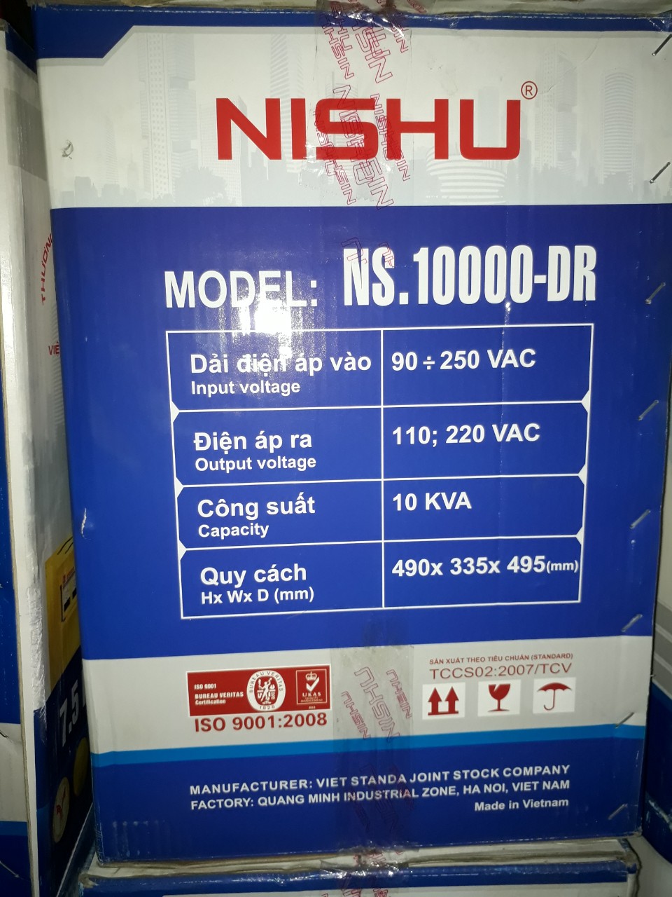 ỔN ÁP NISHU 10KW GIẢI 90-250V THM CÓ 3 ĐỒNG HỒ