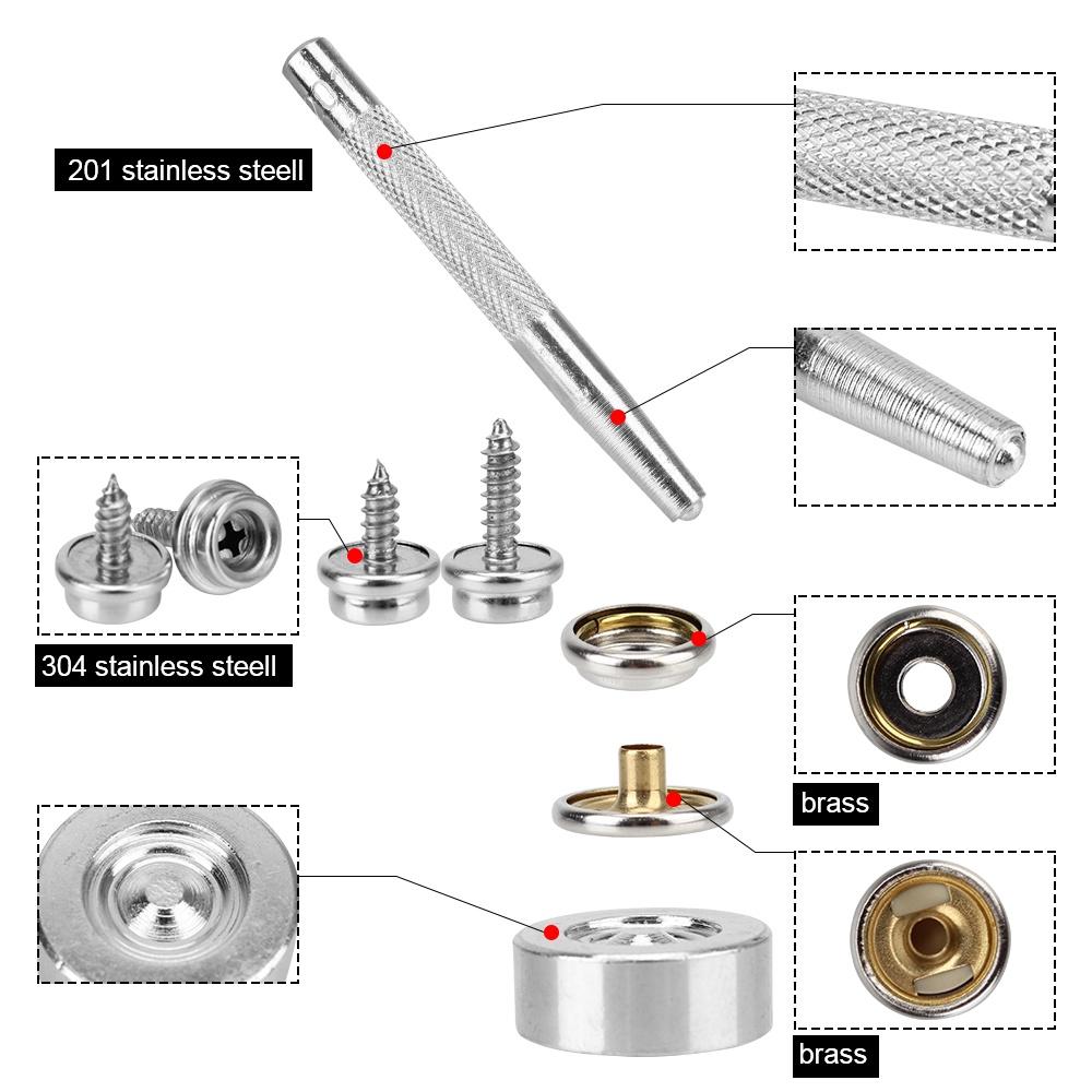Set 120 nút bấm vỏ thuyền bằng thép không gỉ chất lượng cao