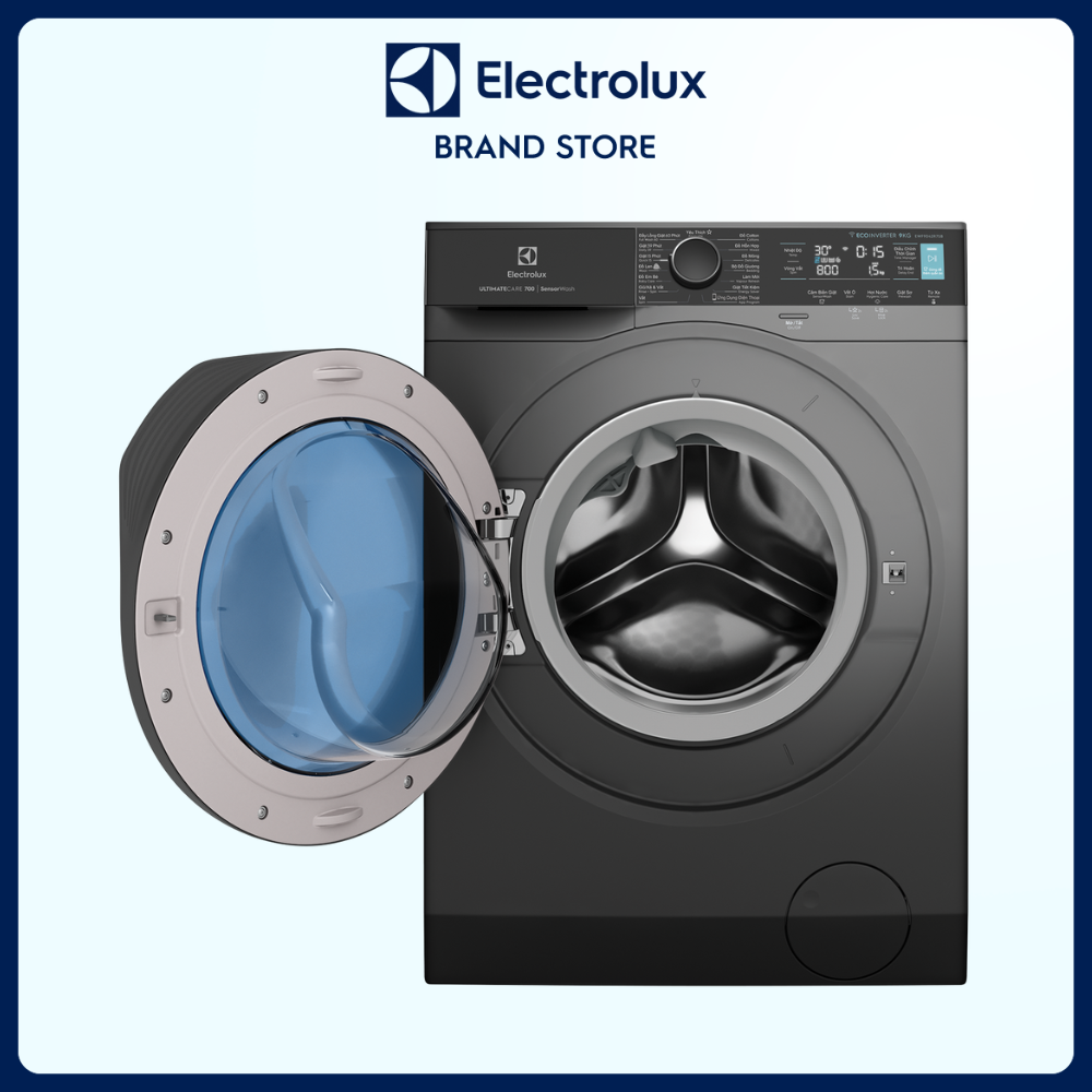 Máy giặt cửa trước Electrolux 9kg UltimateCare 700 - EWF9042R7SB - Không cặn giặt tẩy, diệt 99.9% vi khuẩn, loại bỏ đến 49 loại vết bẩn, kết nối Wifi [Hàng chính hãng]