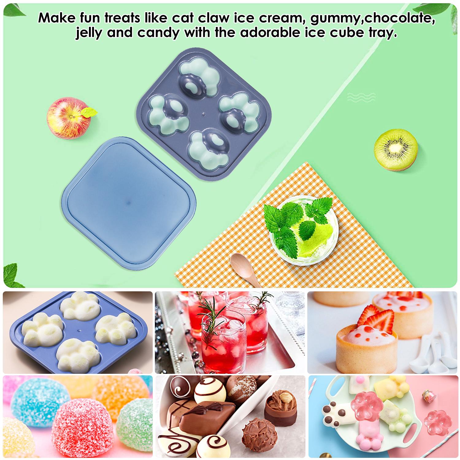 Khuôn silicon làm đá viên hình chân mèo có nắp đậy