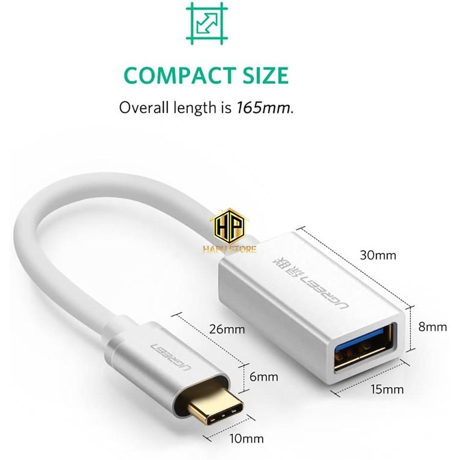 Cáp OTG USB Type C sang USB 3.0 Ugreen 30645 chính hãng - Hàng Chính Hãng