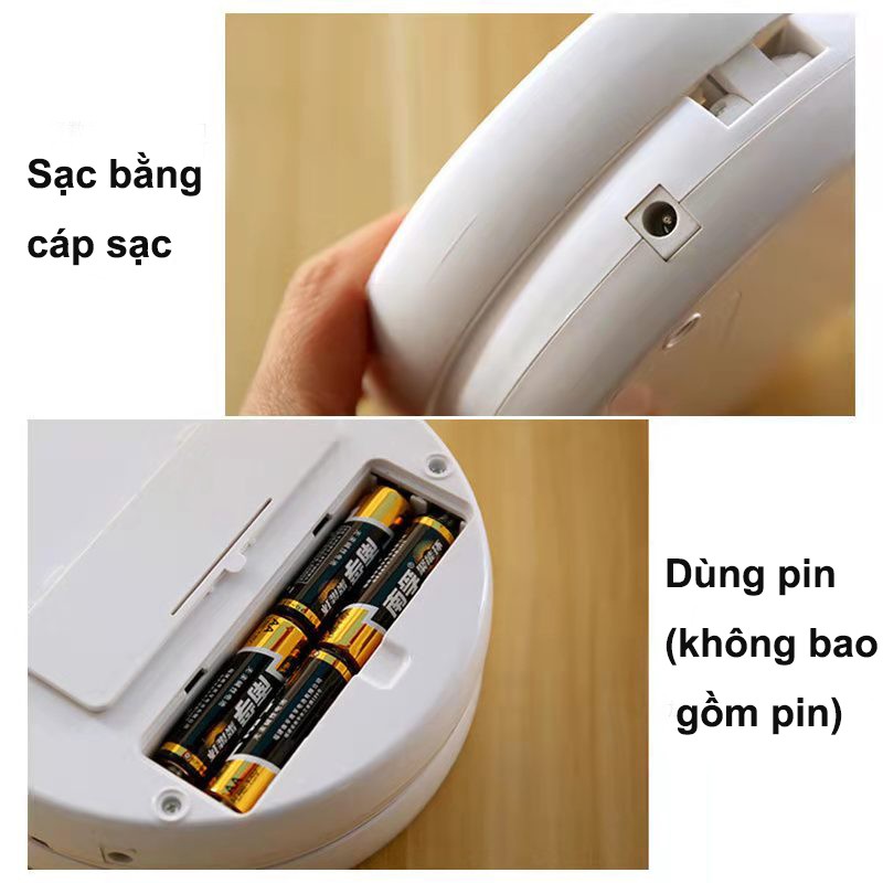 Gương Trang Điểm 2 Mặt Để Bàn Có Đèn Led Có Thể Gập Sạc USB Tiện Lợi, Độ Phóng Đại 10X