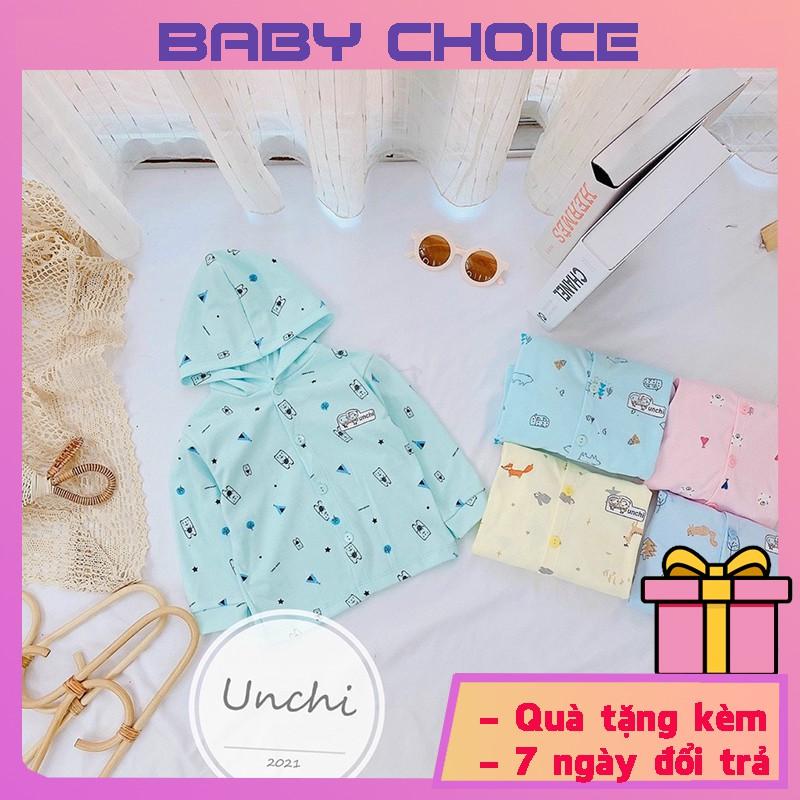 Áo khoác cho bé trai bé gái sơ sinh 0 18 tháng nỉ có mũ quần áo trẻ em unchi AK4