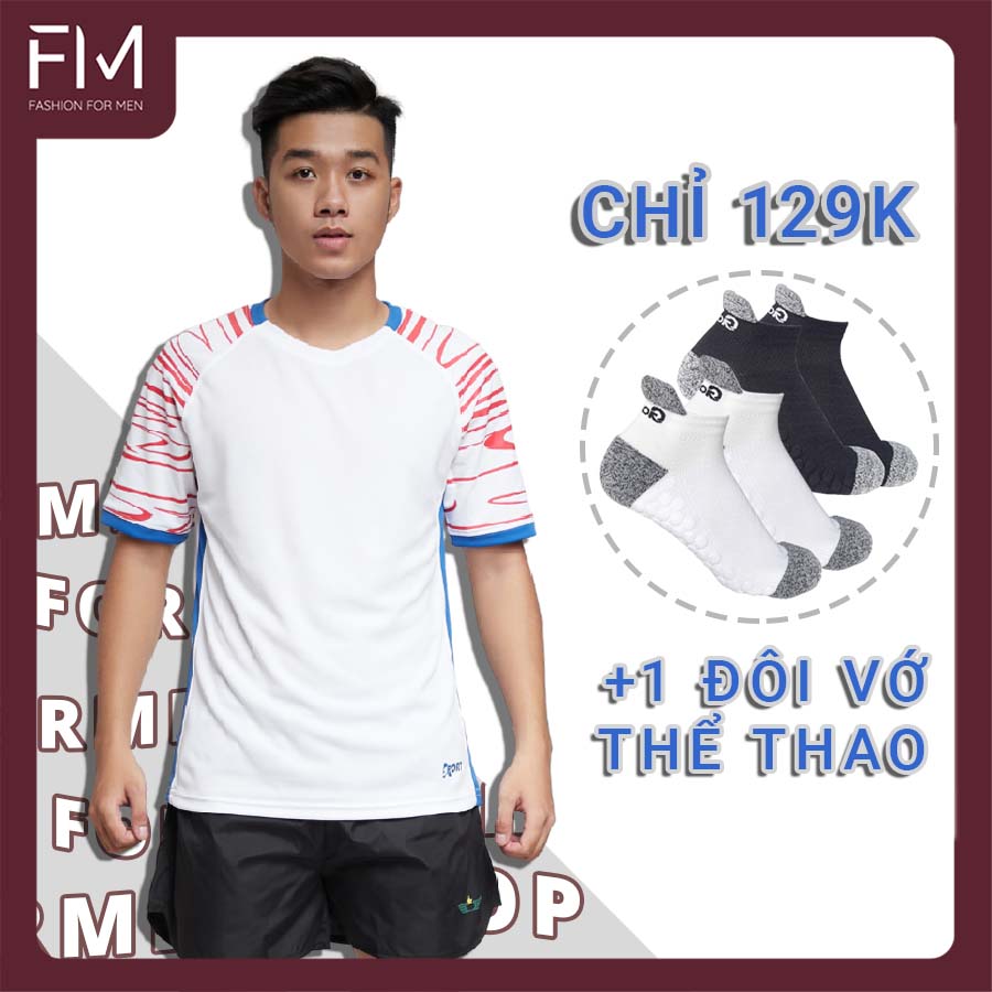 Combo áo thun thể thao nam và vớ thể thao đệm nút cao cấp, chất vải thoáng khí, thấm hút tốt - FORMEN SHOP - FMCBARD002