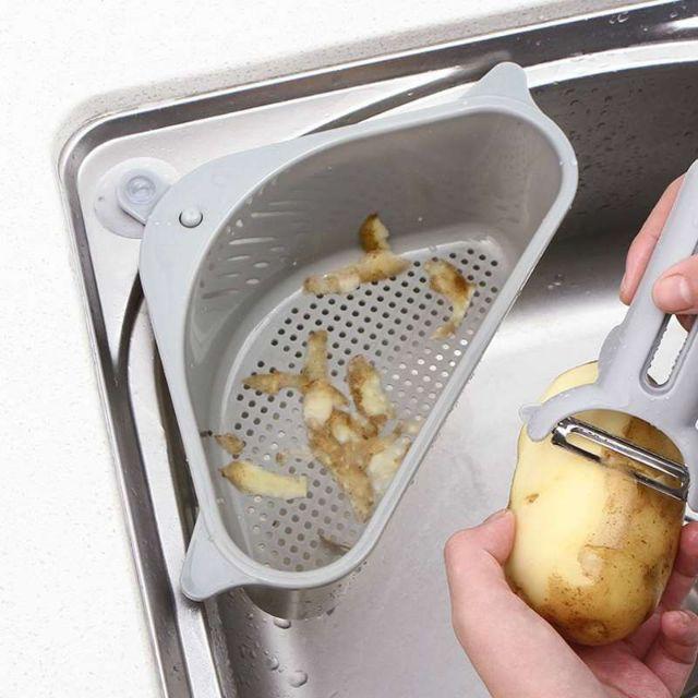 Rổ Nhựa TAM GIÁC Gắn Bồn Rửa Chén Thoát Nước Đựng Đồ Tiện Lợi