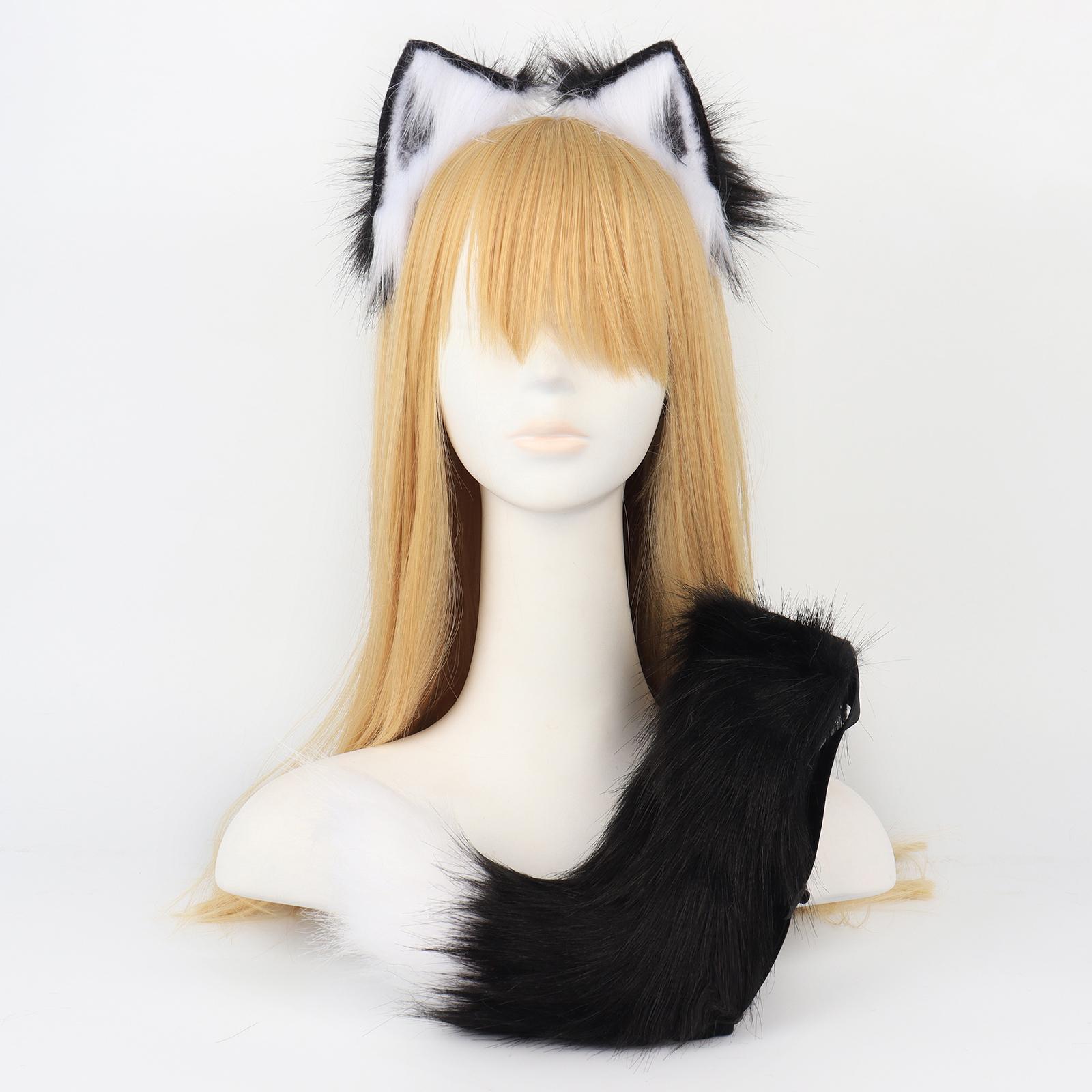 Ears and Tail Headdress Costume Accessories Lolita Cosplay Cat Ear Faux Gifts Ears Hair Clip Hair Hoop for Dance Performance Prom Kids