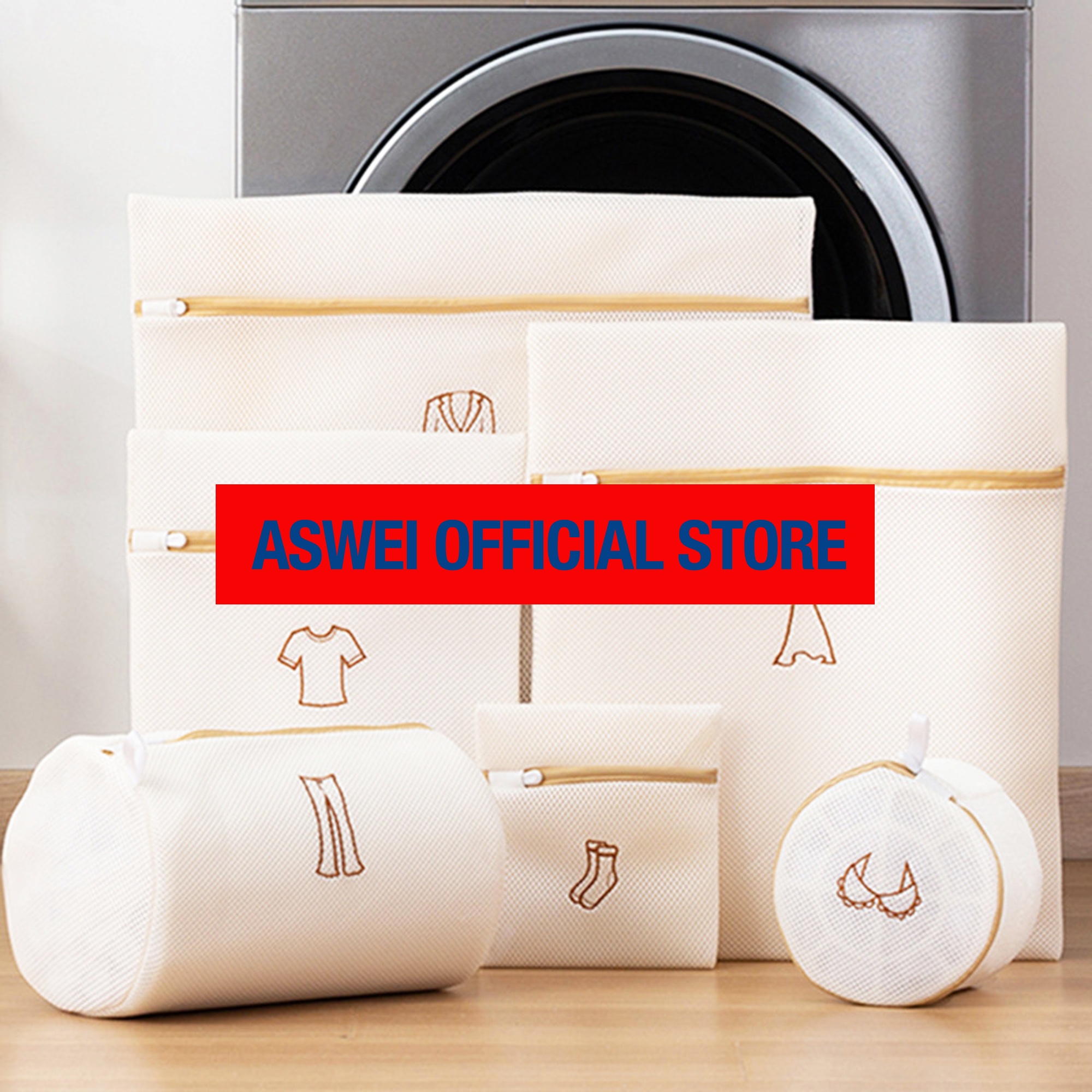 Túi Giặt ASWEI Cao Cấp - Bộ 6 Túi Giặt Quần Áo ASWEI - Túi Lưới Giặt Đồ Lót ,Quần Áo, Áo Ngực, Quần Lót, Áo Lót, Tất Vớ - Giải Pháp Tiện Lợi Cho Việc Giặt Đồ