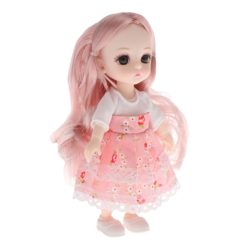 New 16 Cm  Doll with Jointed Girl Eyes, Face Clothes, Style8 And Style9 Full Set