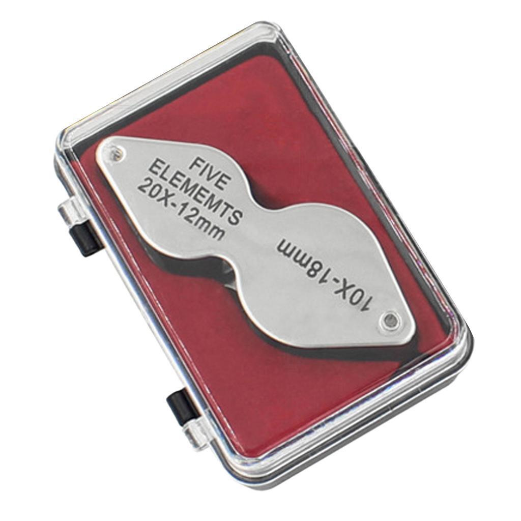 Foldable Miniature Magnifying Glass Twin Lens 10X&20 X Magnify for Jewelry
