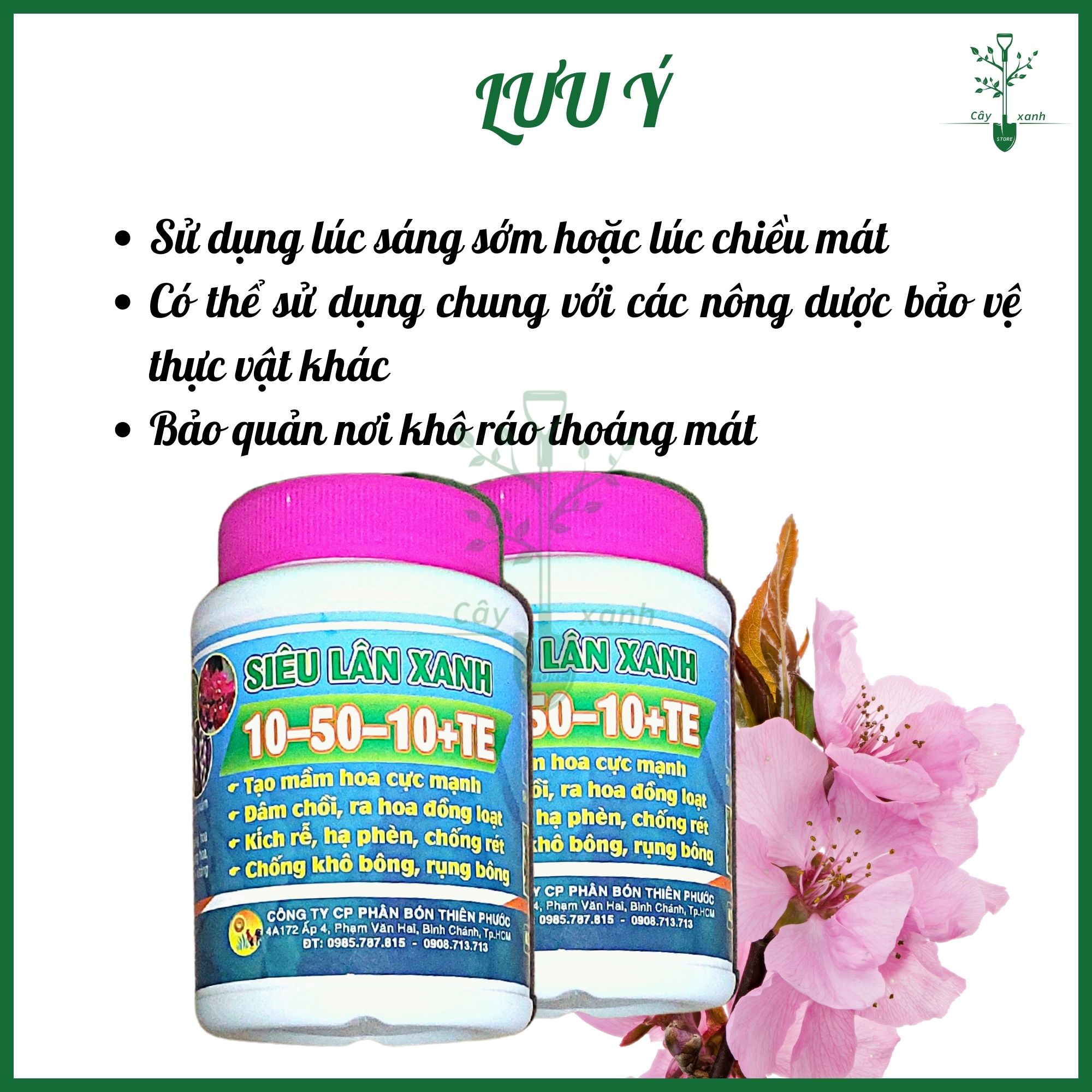 Phân bón lá NPK Siêu Lân Xanh 10-50-10+TE Hủ 100g - Mập nụ, To bông, Ra rễ, Hạ phèn - Cây Xanh Store