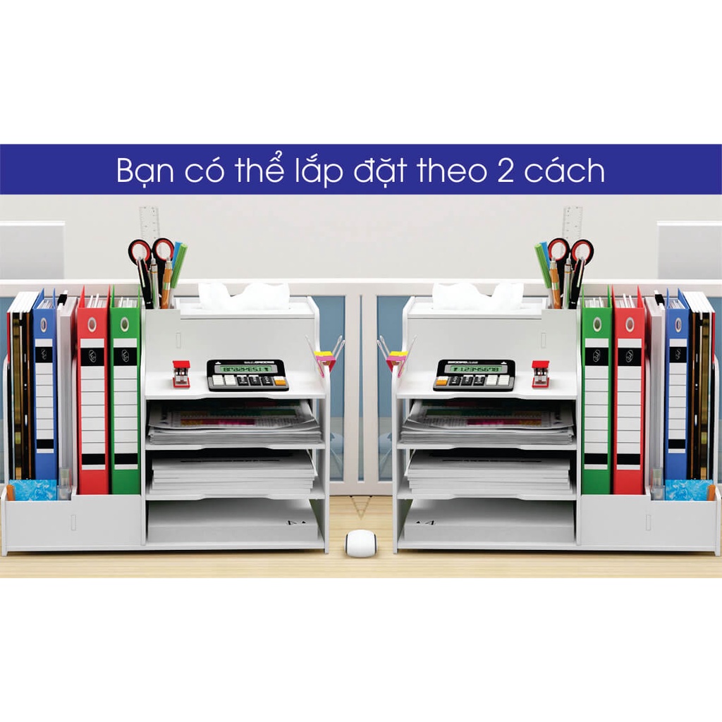Kệ Tài Liệu Để Bàn Văn Phòng A2, Giá Tài Liệu Để Bàn Đa Năng Đựng Hồ Sơ, Sách Vở Chất Liệu Gỗ Nhựa Không Ẩm Mốc An Toàn Thân Thiện Môi Trường Kích Thước 40*32*28
