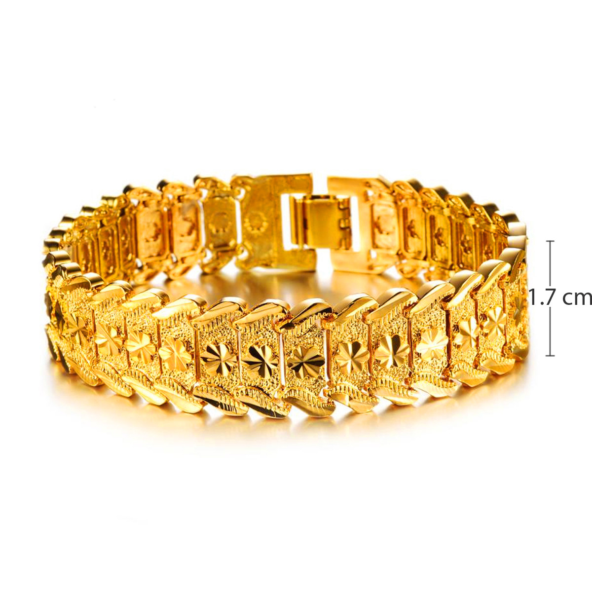 Lắc tay nam thời trang mạ 24k đúc hoa văn 5 cánh