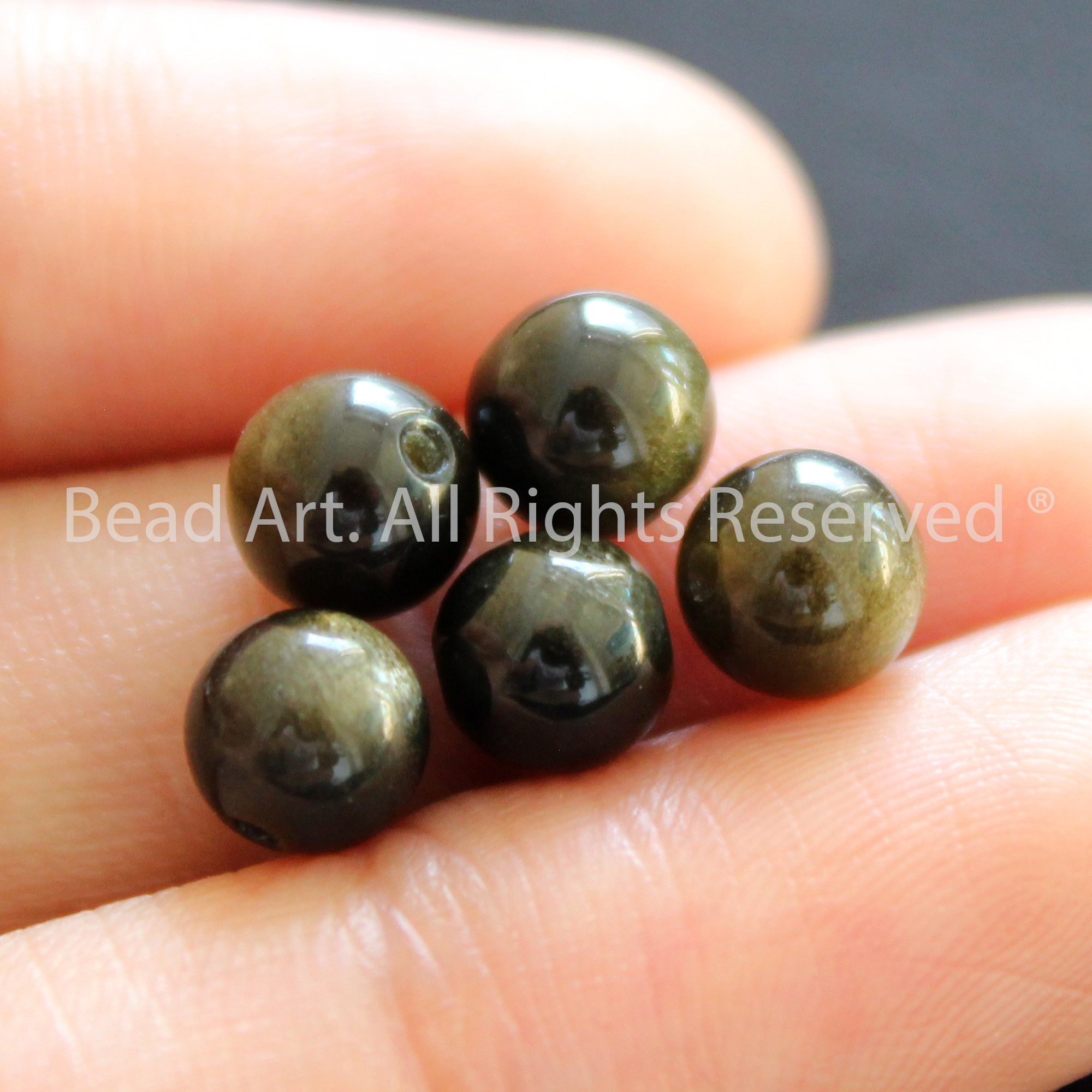 6MM Đá Obsidian Màu Đen Ánh Xám Tự Nhiên, Phối Vòng Tay Phong Thuỷ, Trang Sức, Chuỗi Hạt, Mệnh Thuỷ, Mộc - Bead Art